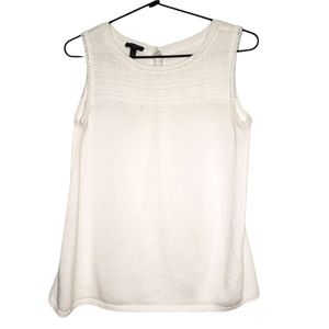 Talbots White Knit Tank Top Small Petite